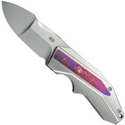 WE Knife Coral WE24044-4, Polished Bead Blasted CPM 20CV, Polished Bead Blasted Titanium, Timascus Inlay, navaja, diseño de Gustavo T. Cecchini