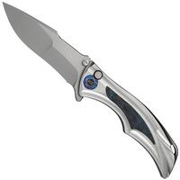 Immagine per WE Knife Tighe Down WE24054-1 Stonewashed Böhler M390, Integral Gray Titanium Black Blue CF Inlay, coltello da tasca, Brian Tighe design