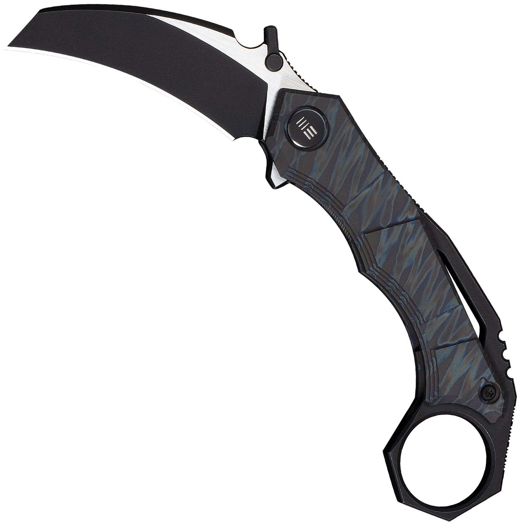 WE Knife Tayra WE24069-4 Blackwashed Böhler M390, Tiger Stripe Pattern Flamed Titanium, couteau de poche