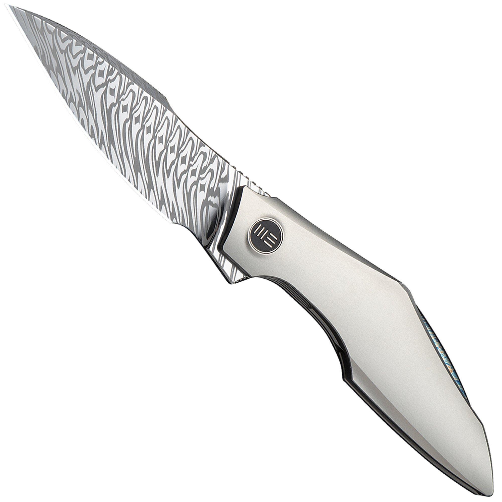WE Knife Krait Snake WE24084-DS1 Fafnir Damasteel, Gray Titanium, Flamed Hardware, pocket knife, Tashi Bharucha design