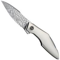 Image for WE Knife Krait Snake WE24084-DS1 Fafnir Damasteel, Gray Titanium, Flamed Hardware, pocket knife, Tashi Bharucha design