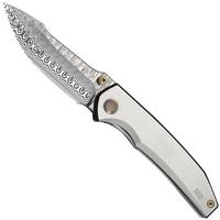 Image for WE Knife Ryson WE24086-DS1 Hugin Damasteel, Gray Titanium, pocket knife, Raven The Pirate design