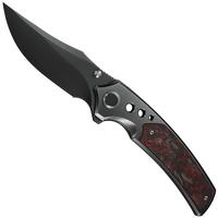 Bild für WE Knife Skynix WE24087-4, Polished Gray Böhler M390, Black Titanium, Red Carbon Fiber Inlay Taschenmesser