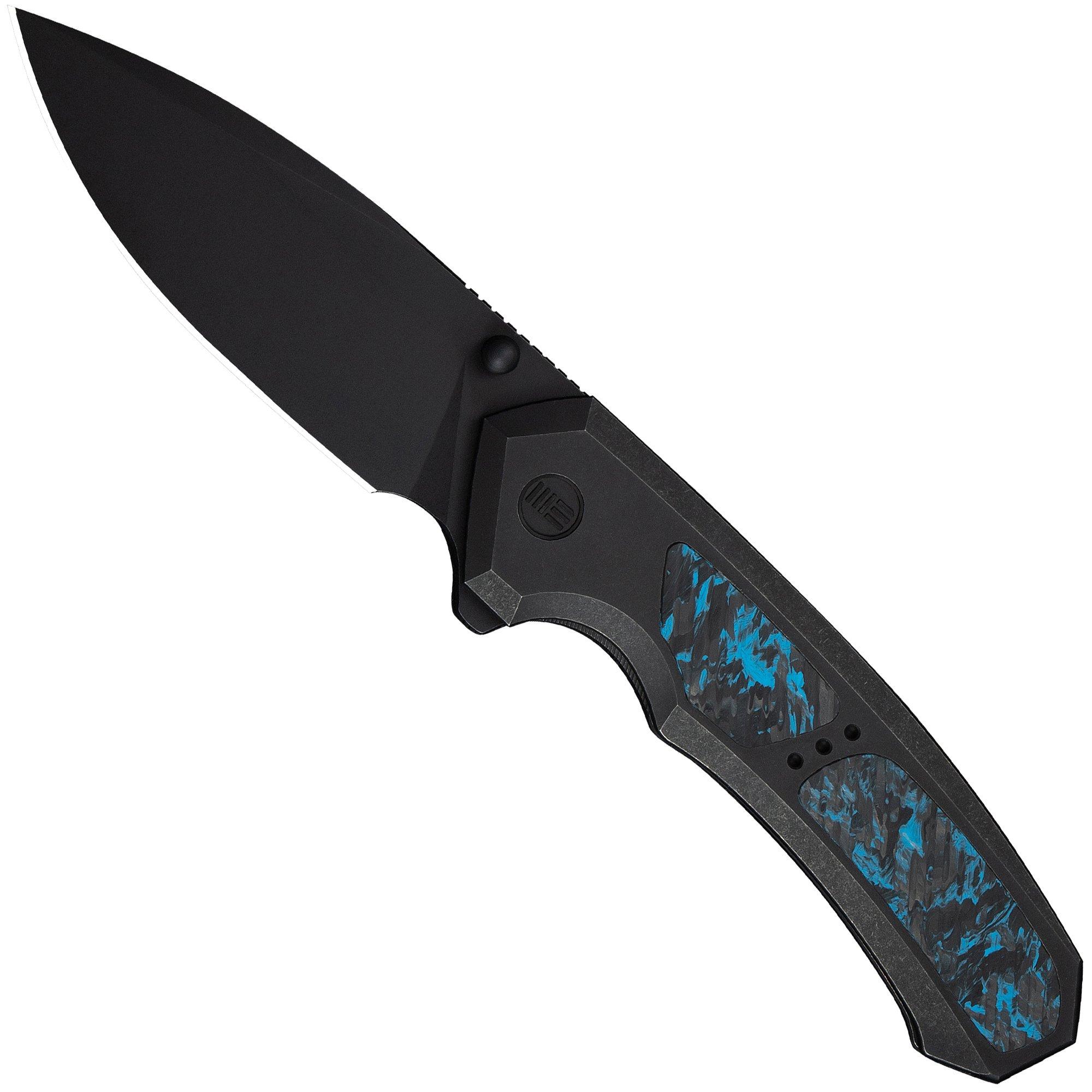 WE Knife Corwyn WE24088-1 Blackwashed Böhler M390, Black Titanium Black Blue Carbonfiber, zakmes