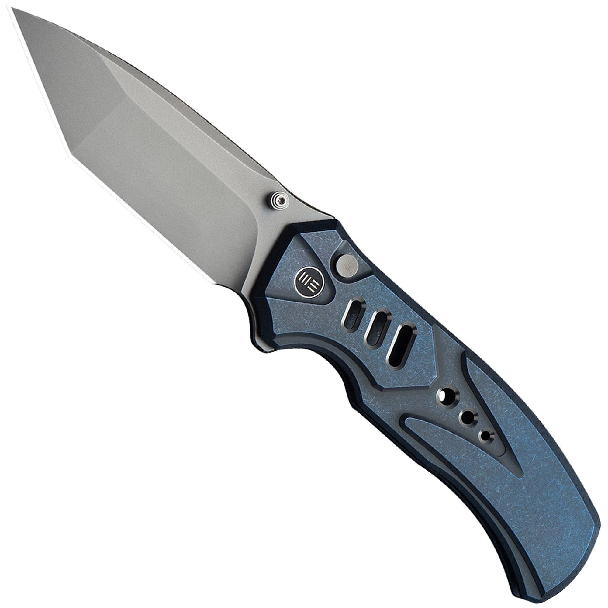 WE Knife Zentron WE24094-4 Stonewashed Böhler M390, Blue Titanium, pocket knife
