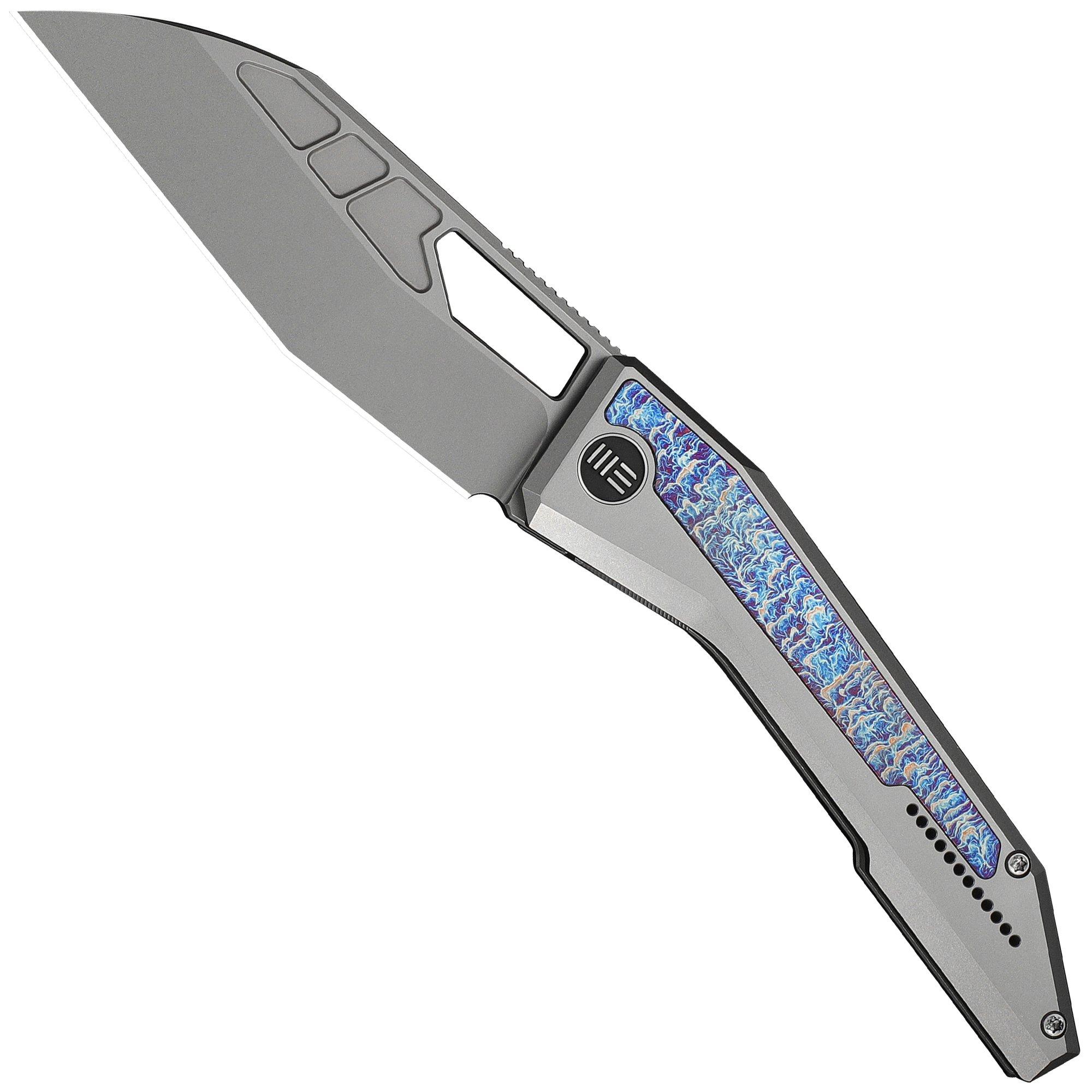 We Knife Inceptus WE25017-2, Stonewashed M390, Gray Titanium, Flamed Inlay pocket knife, Robert Saniscalchi design