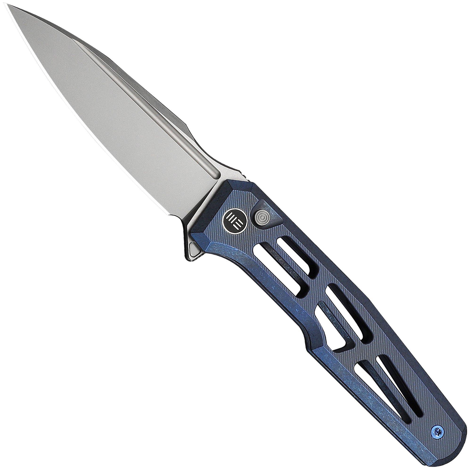 WE Knife Dressytak WE25059B-2 Stonewashed M390, Skeletonized Blue Titanium, coltello da tasca