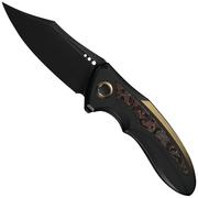 Imagem para WE Knife Varg WE25074-1, Blackwashed CPM MagnaCut, Black and Gold Titanium, Copper Foil Carbon Fiber Inlay navalha