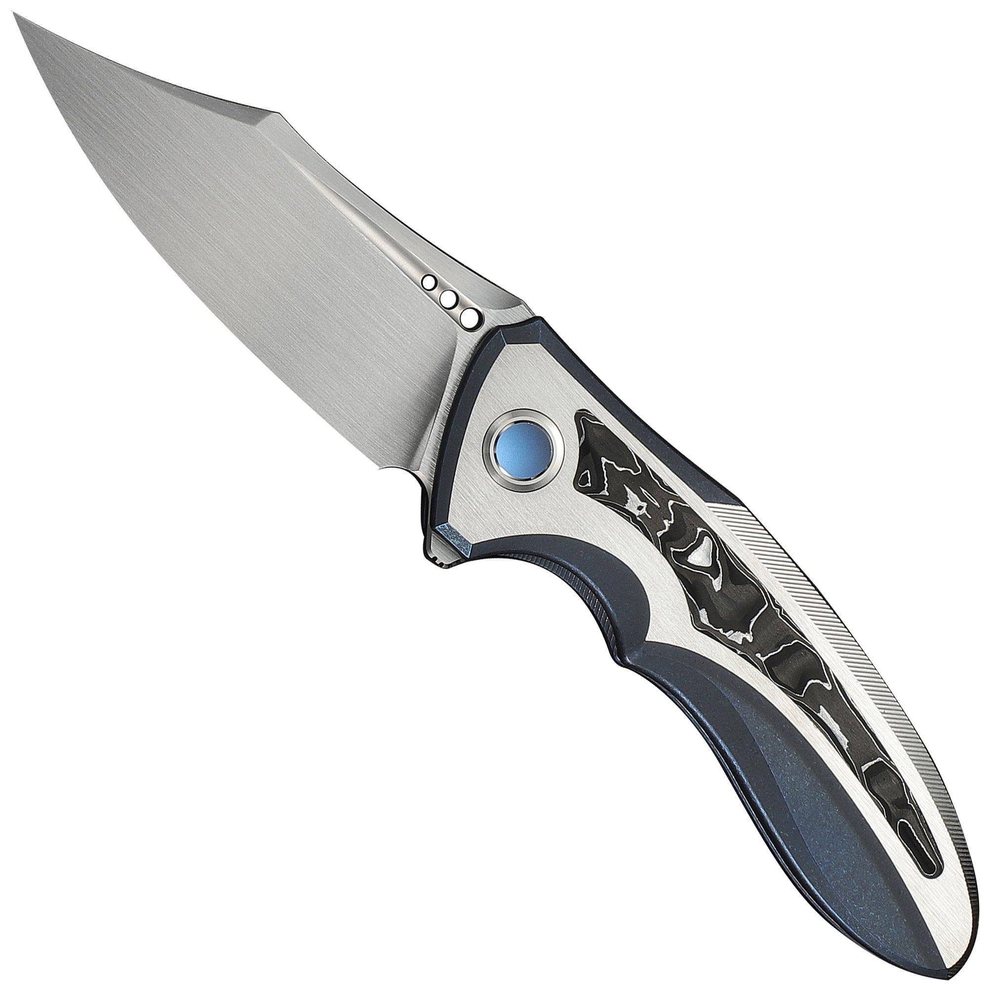 WE Knife Varg WE25074-4, Satin CPM MagnaCut, Blue and Satin Titanium, Aluminum Foil Inlay, Taschenmesser