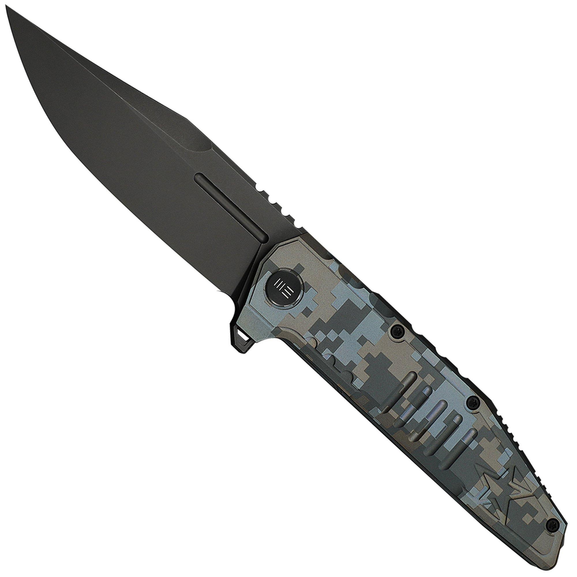WE Knife Temper Limited Edition WE25079-3, Dark Grey Stonewashed Böhler M390, Pixel Pattern Titanium, couteau de poche