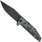 Bild für WE Knife Temper Limited Edition WE25079-3, Dark Grey Stonewashed Böhler M390, Pixel Pattern Titanium Taschenmesser