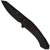 Afbeelding voor WE Knife Suisei WE25086-1, Black Stonewashed Böhler M390, Black Titanium, Red & Black Carbon Fiber Inlay zakmes, Dew Hara design