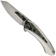 Afbeelding voor WE Knife Suisei WE25086-2, Stonewashed Böhler M390, Grey Titanium, Jungle Wear FatCarbon Inlay zakmes, Dew Hara design