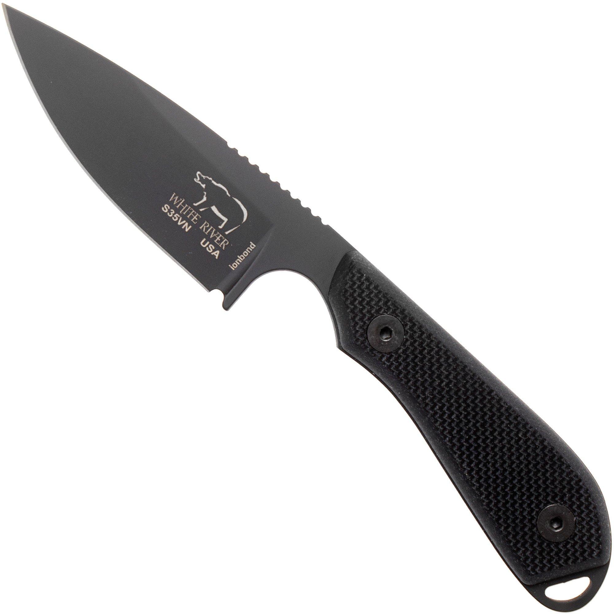 Nóż z głownią stałą White River Knives M1 Backpacker Pro Black G10, Black Ionbond, pochwa kydex