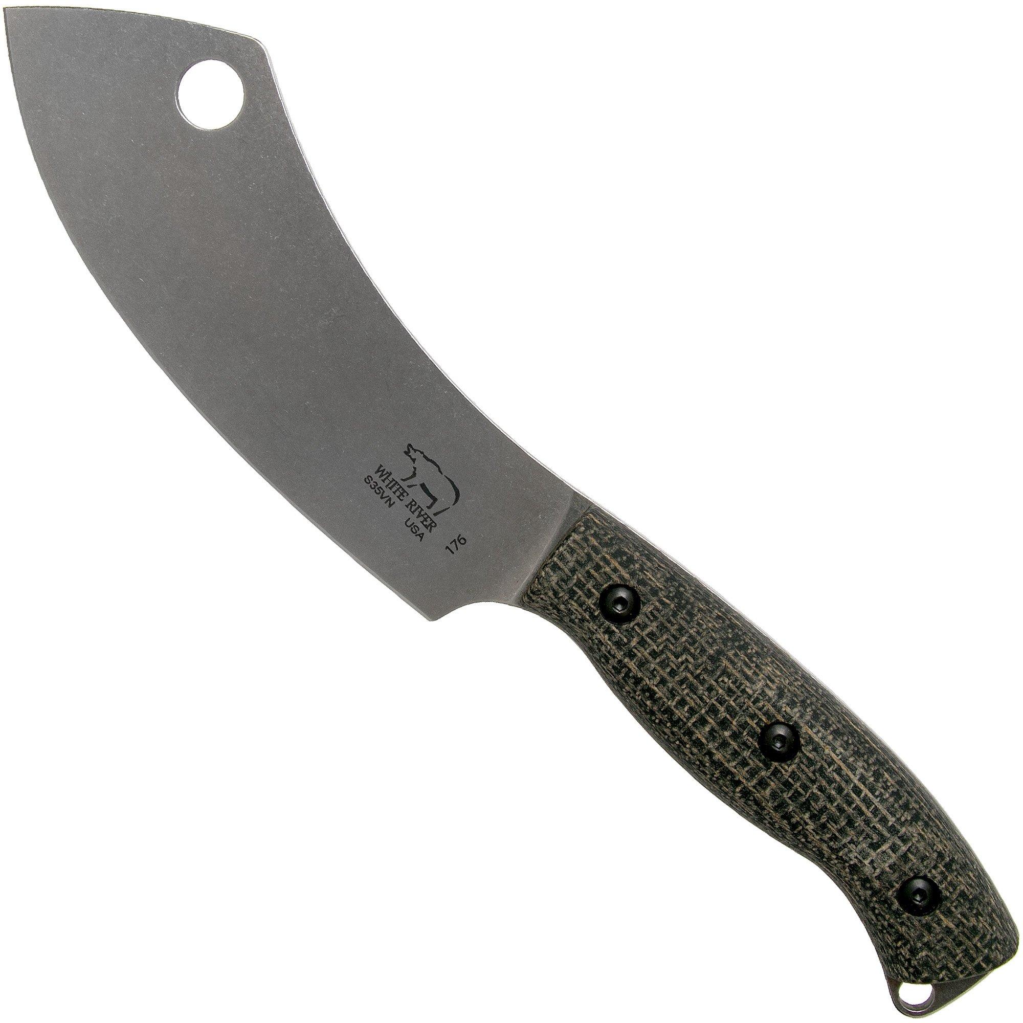 Nóż kempingowy White River Knives Camp Cleaver Black Burlap Micarta