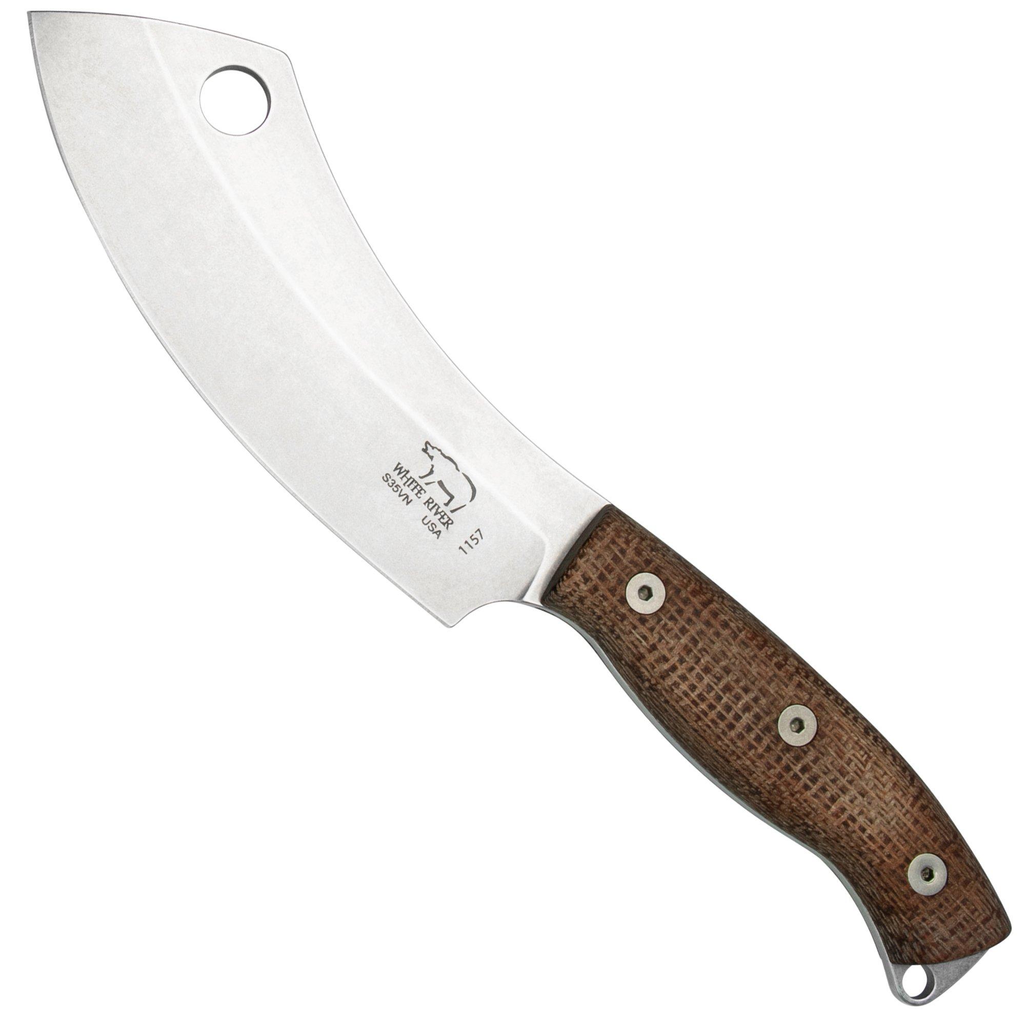 Nóż kempingowy White River Camp Cleaver WRCC55-BNA Natural Burlap Micarta
