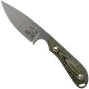 White River Knives M1 Caper Black & OD Linen Micarta fixed knife, Kydex sheath