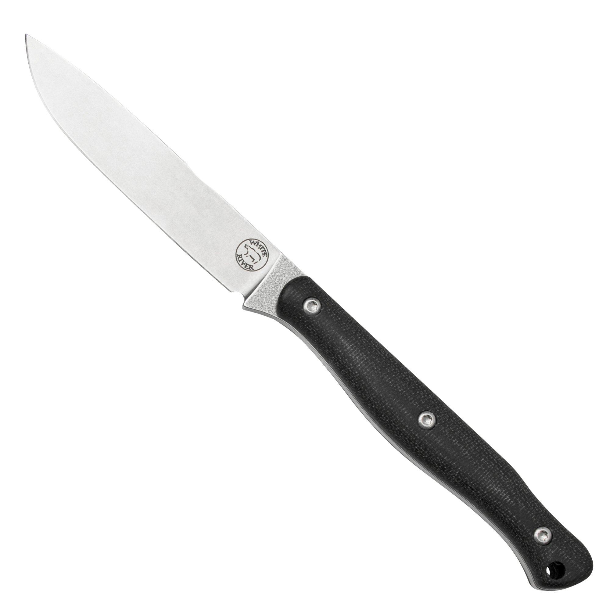 White River Exodus 4, Black Canvas Micarta, Kydex-Scheide, feststehendes Messer