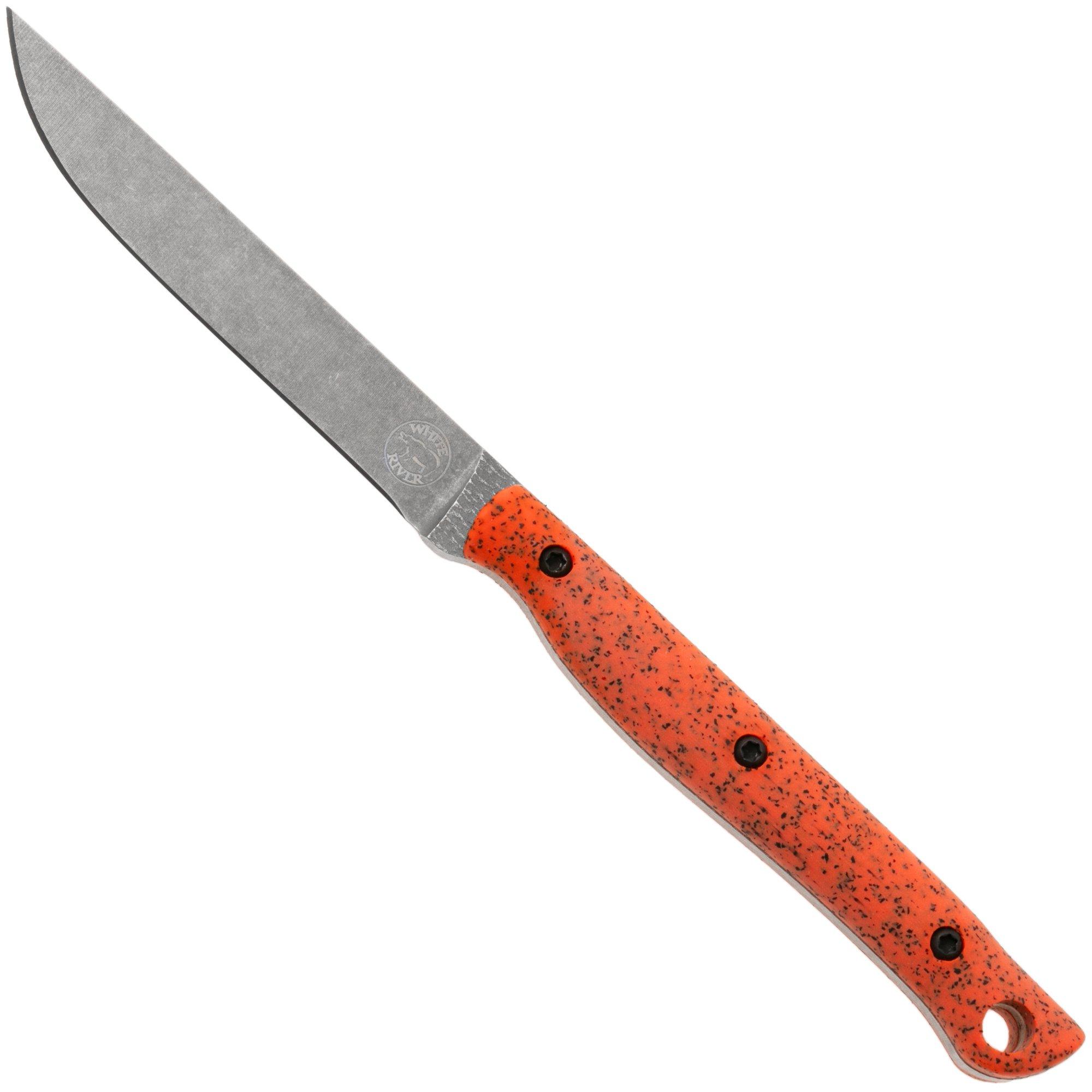 White River Knives GripXodus 3 WREX3-BO Stonewashed S35VN, Blaze Orange GripX, Fahrtenmesser
