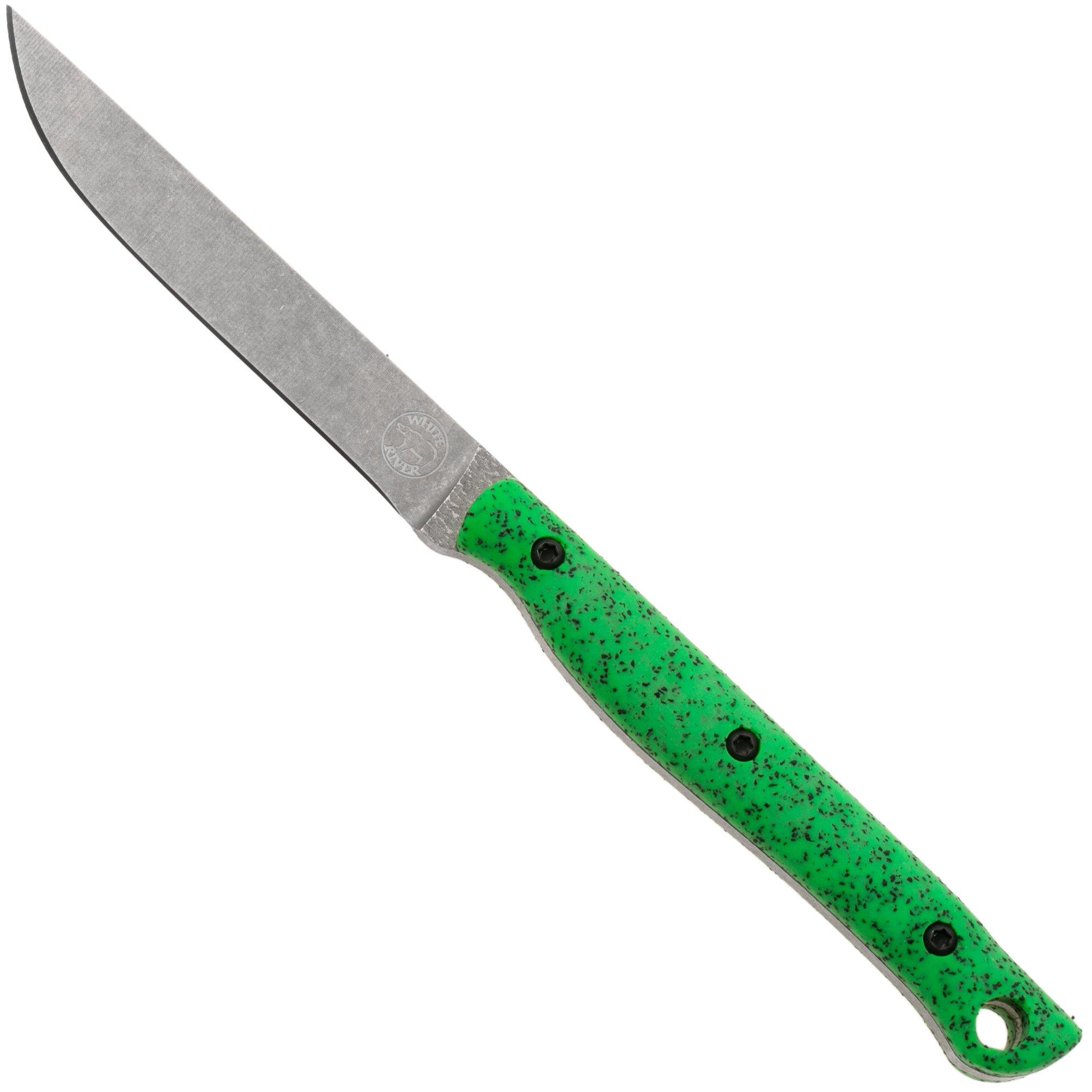 White River Knives GripXodus 3 WREX3-FG Stonewashed S35VN, Fluorescent Green GripX, Fahrtenmesser