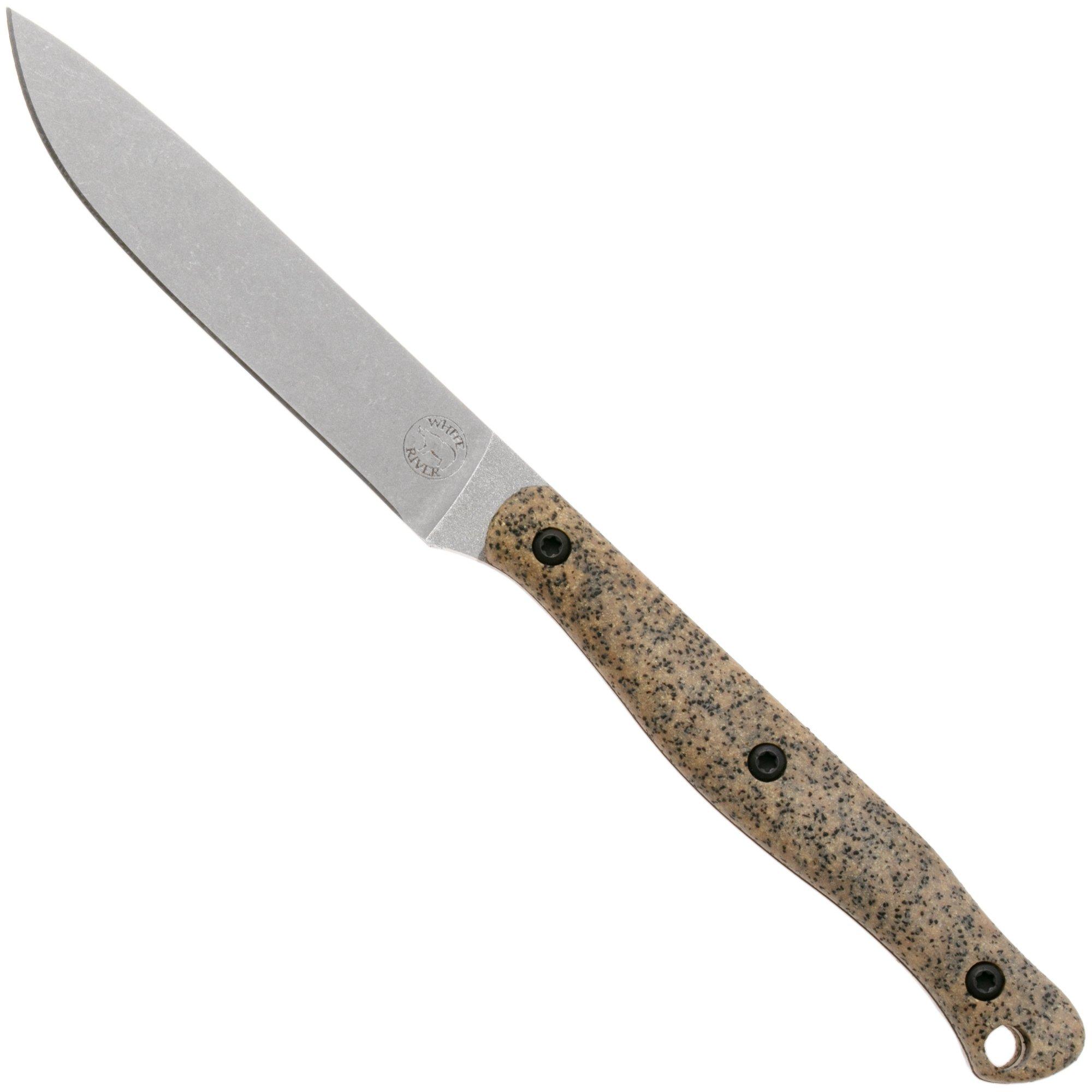 White River Knives GripXodus 4 WREX4-BM Stonewashed S35VN, Brass Metallic GripX, Fahrtenmesser