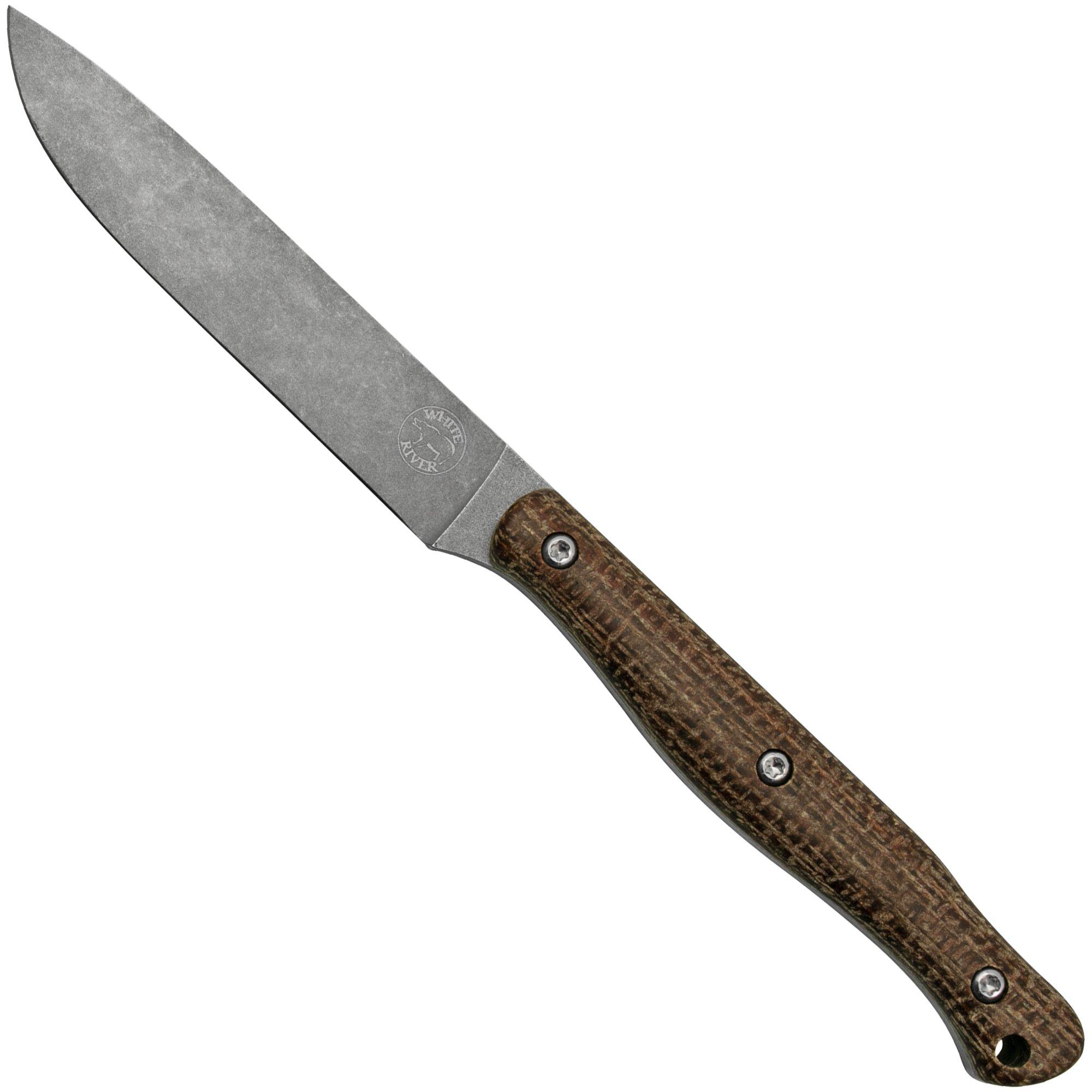 Nóż bushcraftowy White River Exodus 4 Natural Burlap Micarta, pochwa kydex, projekt Jacob Peterson