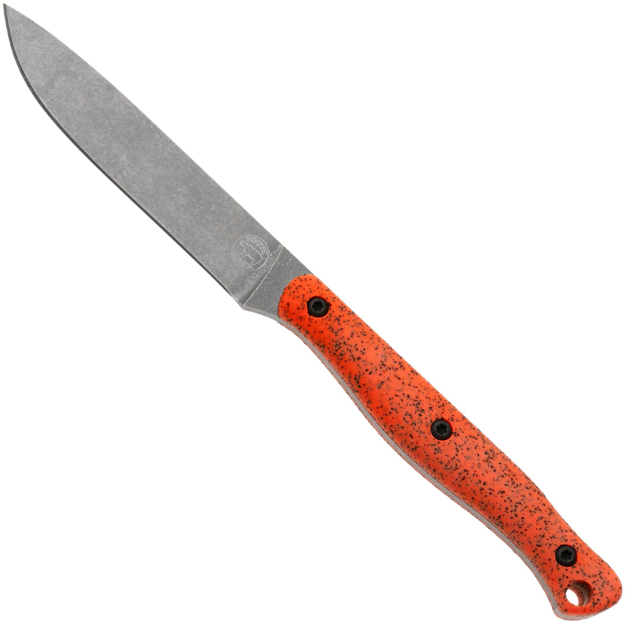 White River Knives GripXodus 4 WREX4-BO Stonewashed S35VN, Blaze Orange GripX, Fahrtenmesser