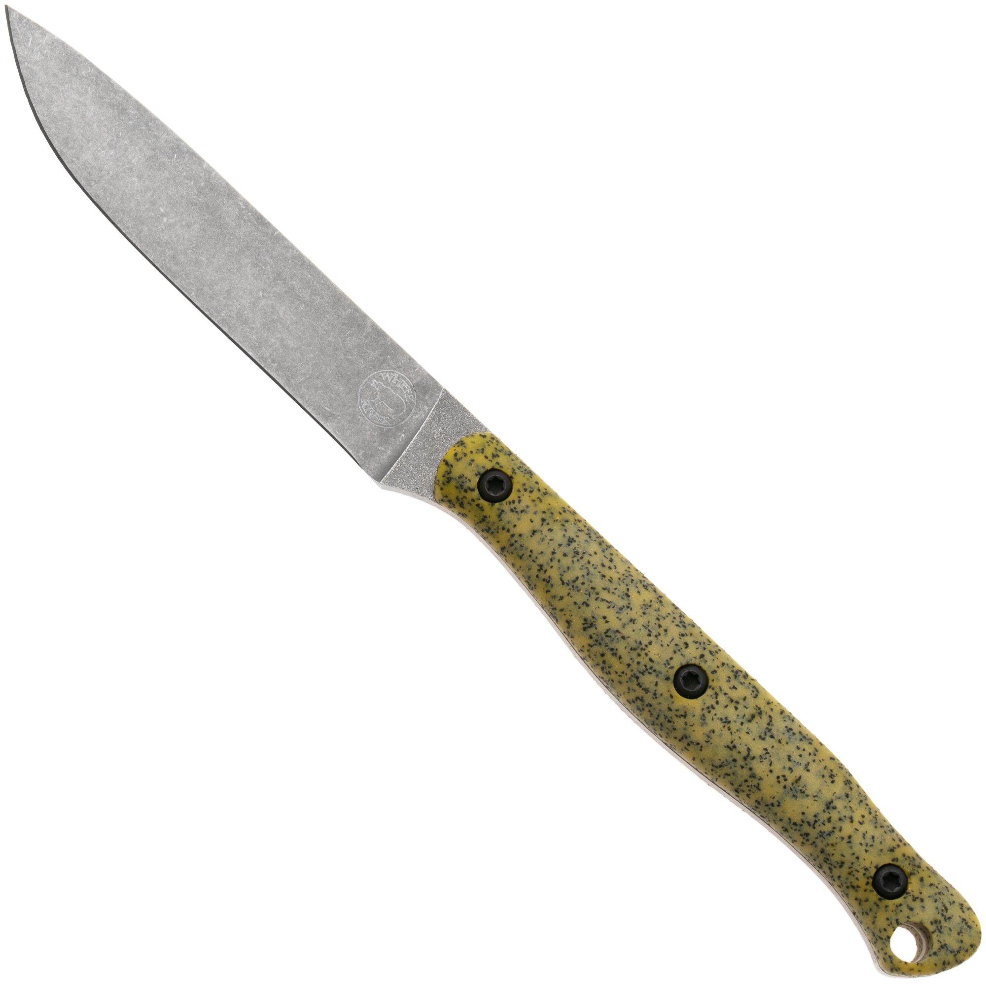 White River Knives GripXodus 4 WREX4-CY Stonewashed S35VN, Classic Yellow GripX, Fahrtenmesser