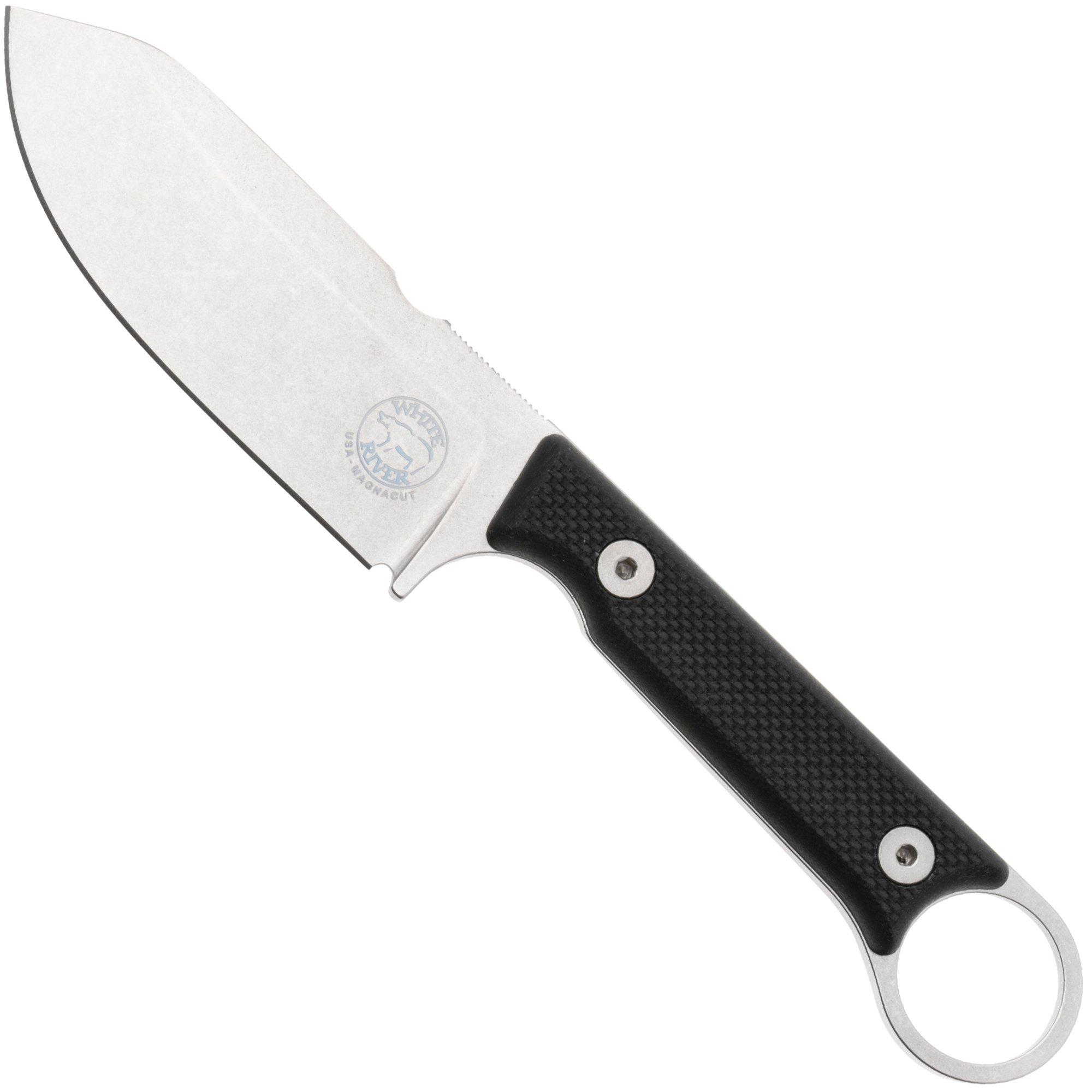 White River Firecraft 3.5 Pro, Stonewashed Magnacut, Black G10, Survivalmesser, Kydexscheide mit Feuerstahl