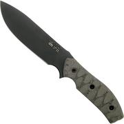 White River Knives GTI 4.5 Black & OD Green Canvas Micarta, Justin Gingrich Design