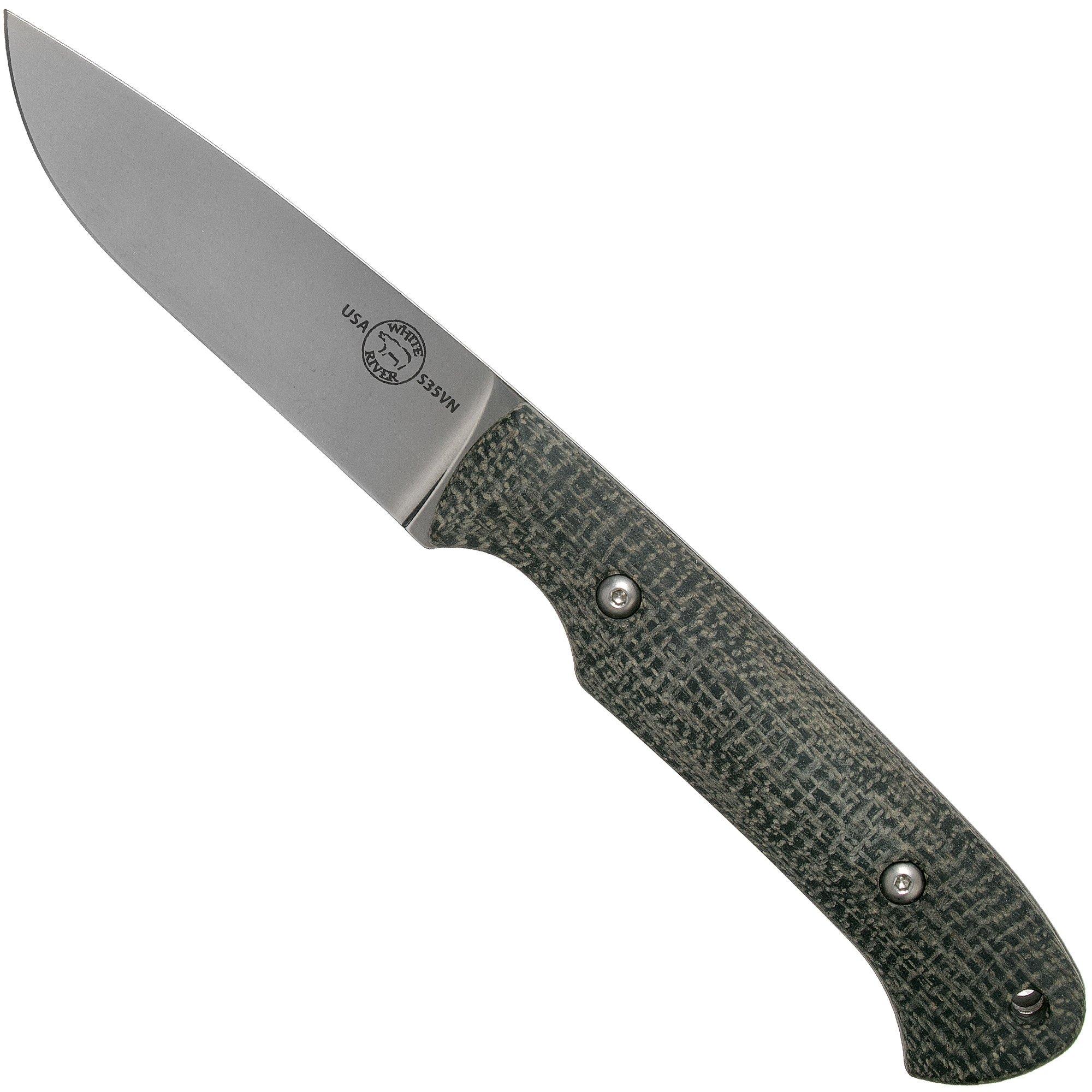 Nóż myśliwski White River Knives Hunter Black Burlap Micarta, projekt Owen Baker Jr.