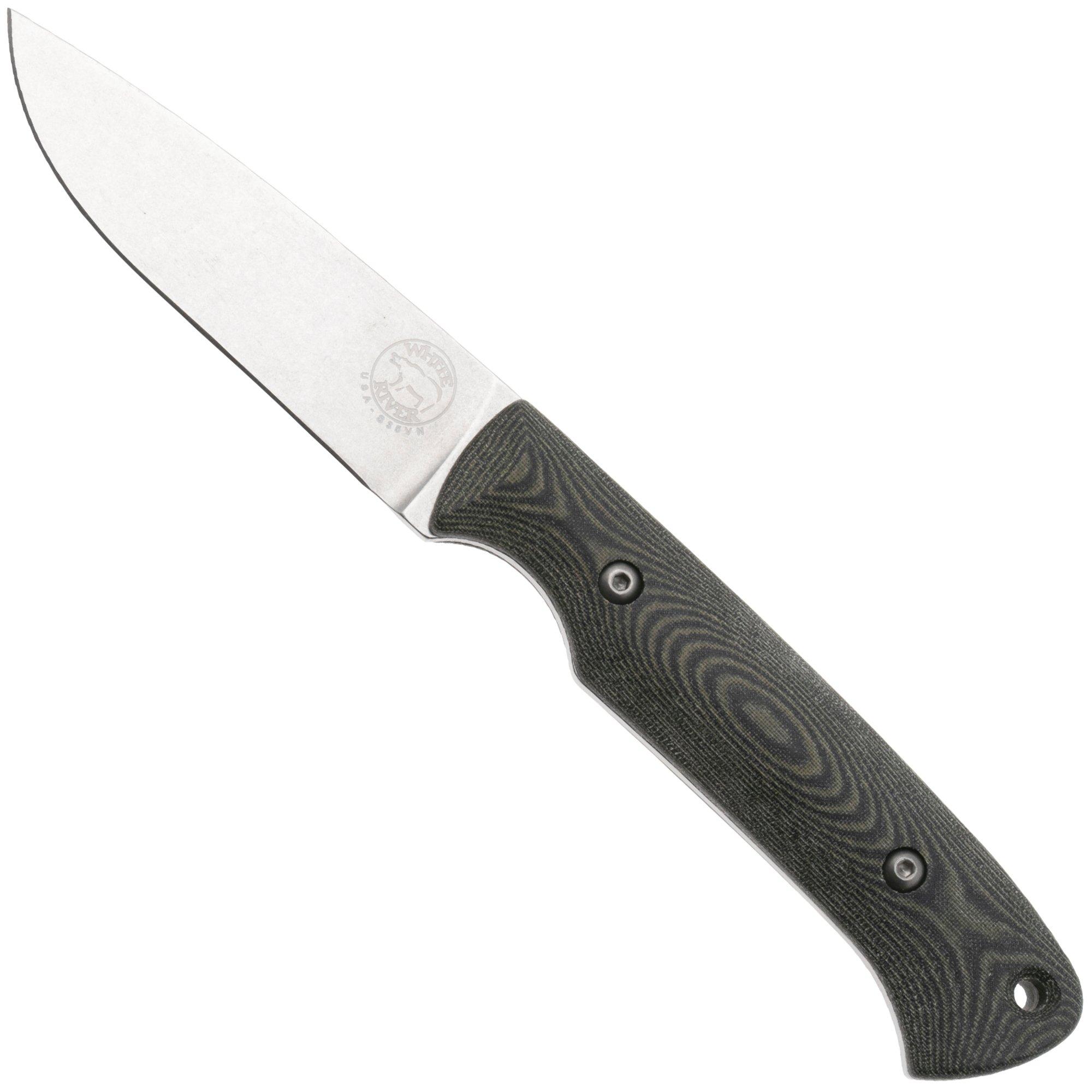 White River Knives Hunter, S35VN, Black O.D. Green Micarta, Jagdmesser, Owen Baker Jr. Design