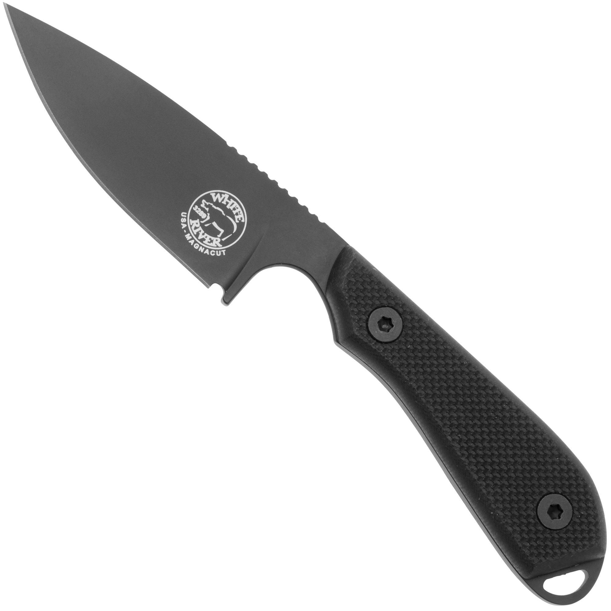 White River Knives M1 Backpacker Pro WRM1-TBL-CBI-MAG Black PVD Magnacut, Black G10, couteau fixe