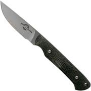 White River Knives Small Game Knife Black Burlap Micarta jachtmes, Owen Baker Jr. design