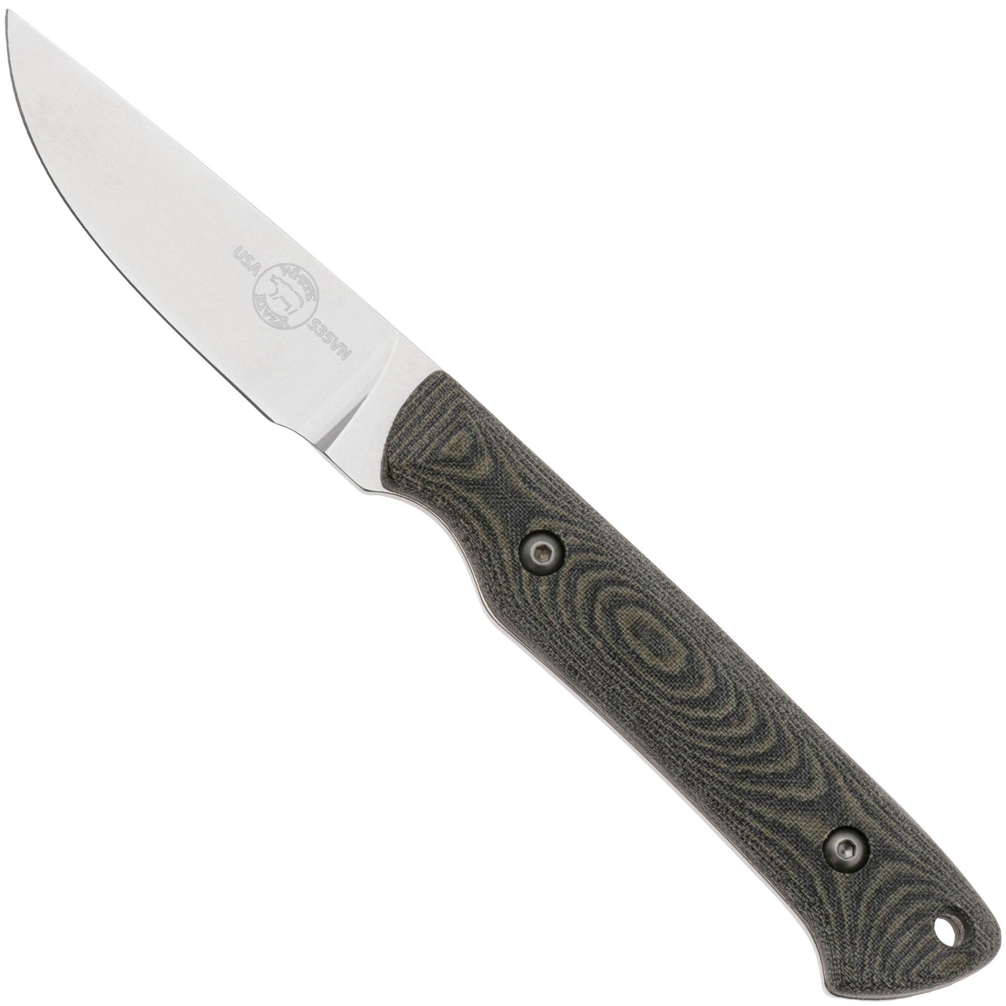 Nóż myśliwski White River Small Game Knife Black-Olive Canvas Micarta, projekt Owen Baker Jr.