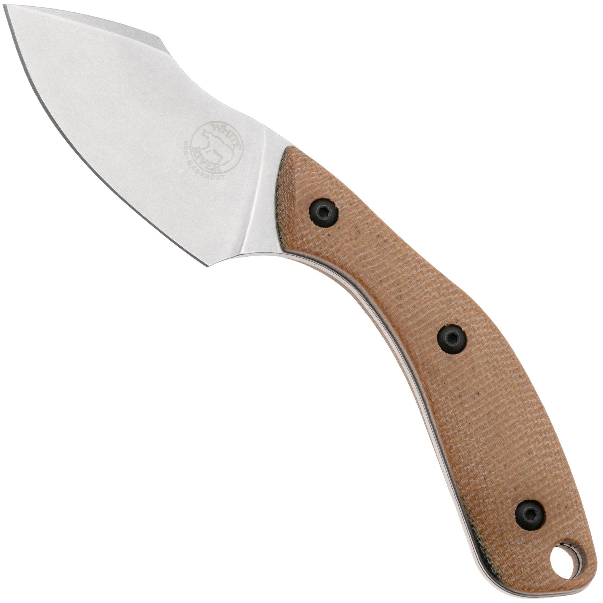 White River Knives Apex WRSS-APX-MNB Stonewashed Magnacut, Natural Canvas Micarta, couteau de chasse, Smith and Sons design