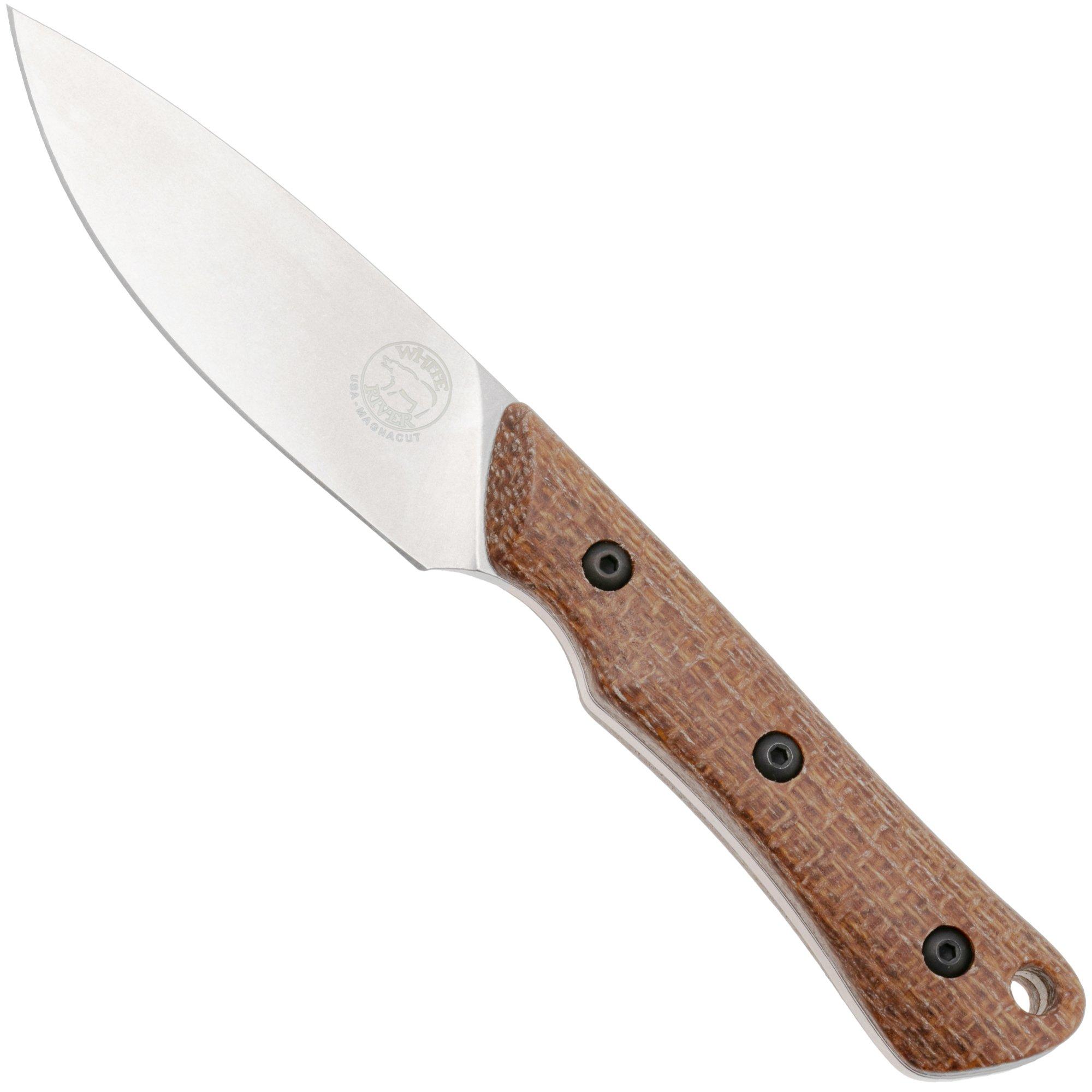 White River Knives Brave WRSS-BRV-BNA Stonewashed MagnaCut, Natural Burlap Micarta, hunting knife, Smith and Sons design