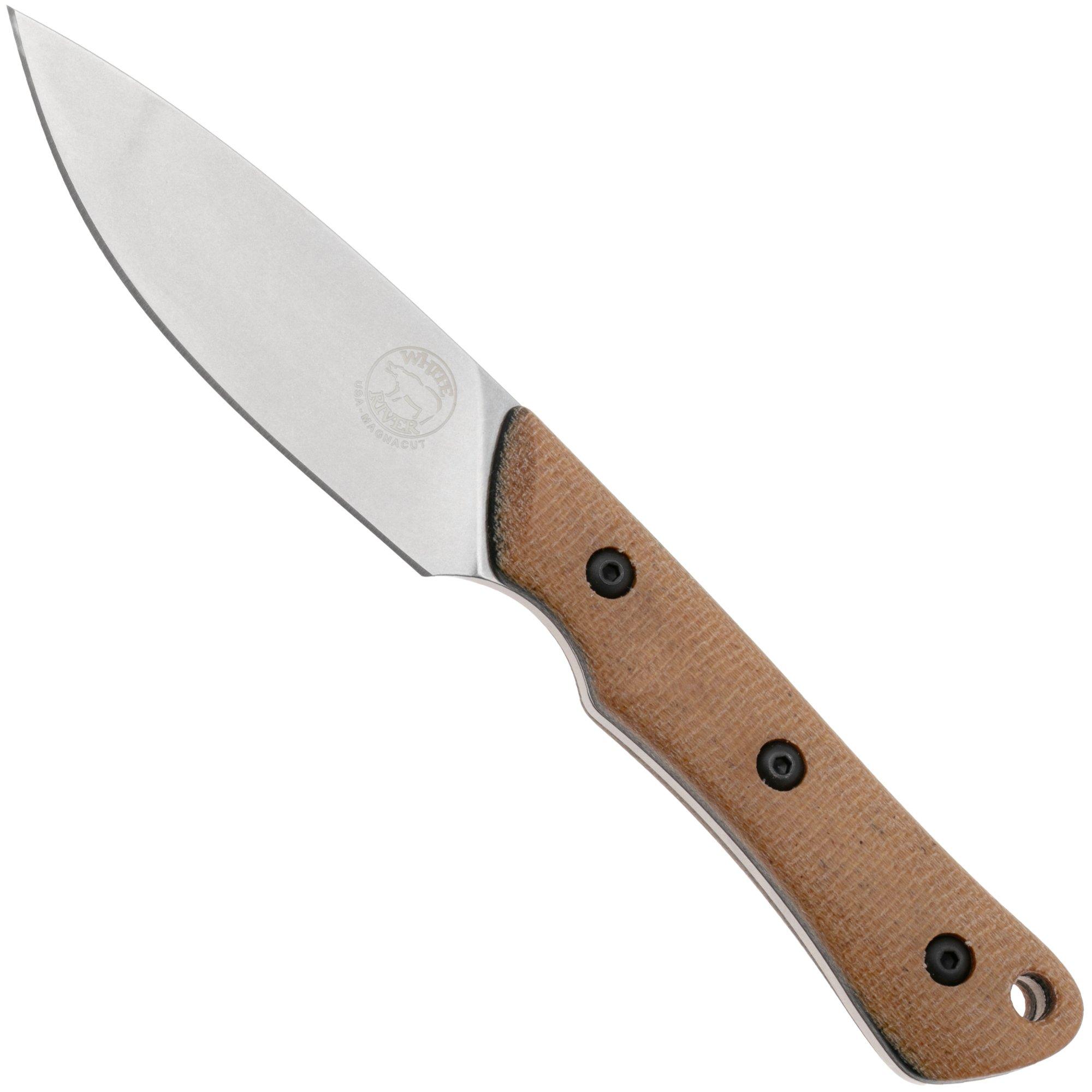 White River Knives Brave WRSS-BRV-MNB Stonewashed Magnacut, Natural Canvas Micarta, Jagdmesser, Smith and Sons Design
