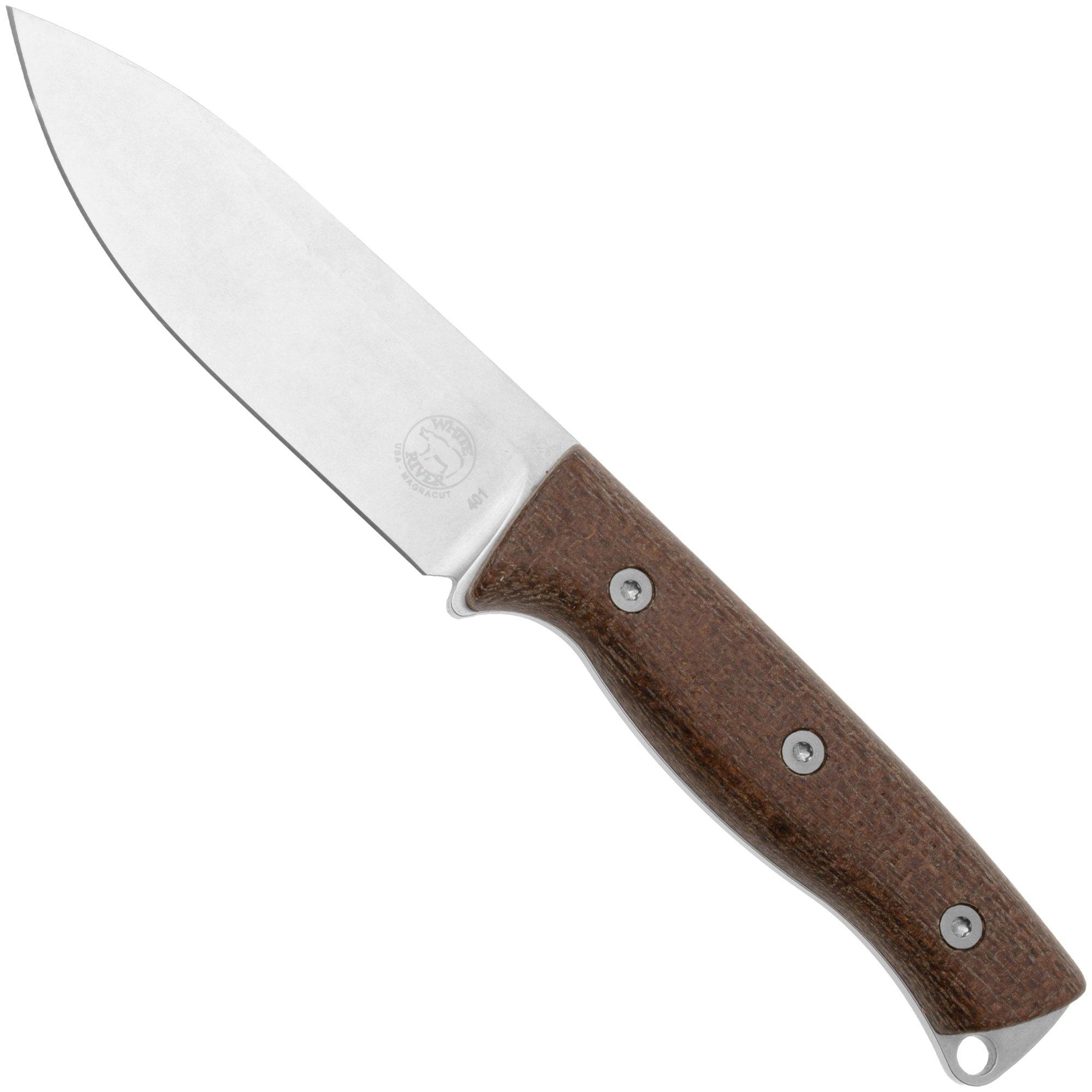 White River Knives Ursus 45 WRUR45-BNA-MAG, Stonewashed Magnacut, Natural Burlap Micarta, bushcraft knife