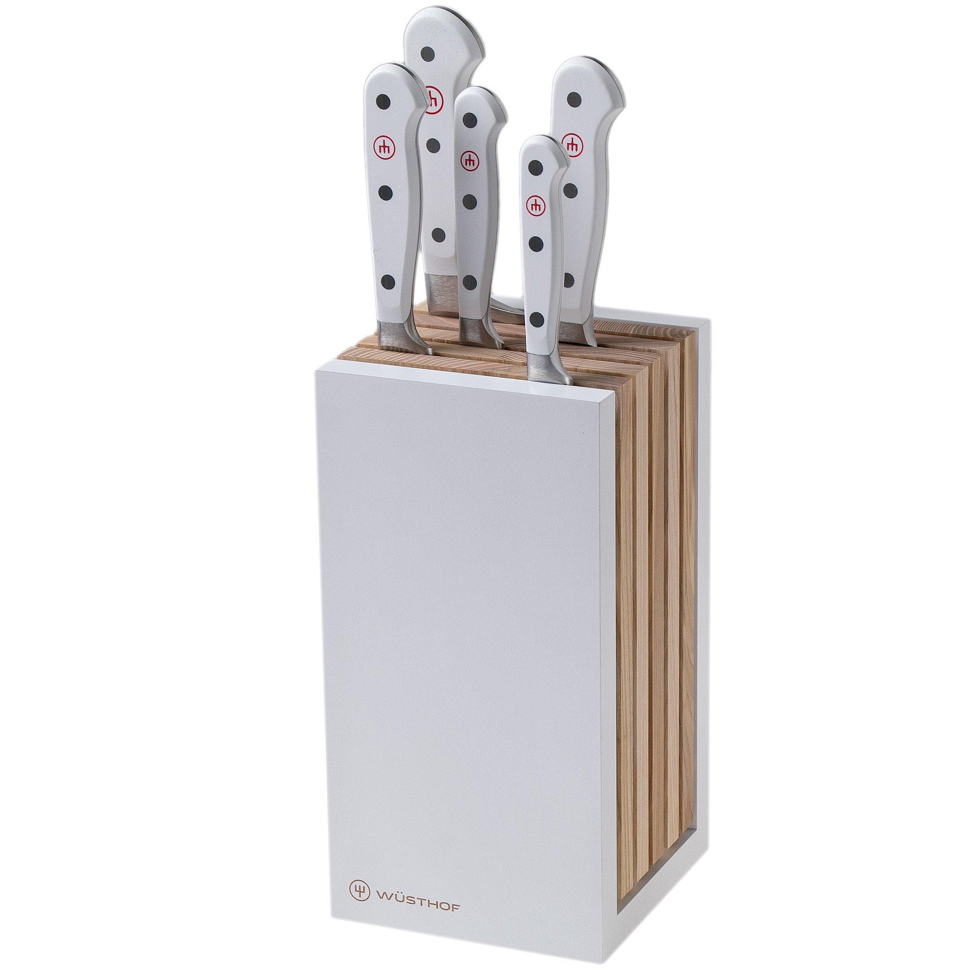 Wüsthof Classic White 5-teiliges Messerset mit Santoku inkl. Messerblock, 1090270501