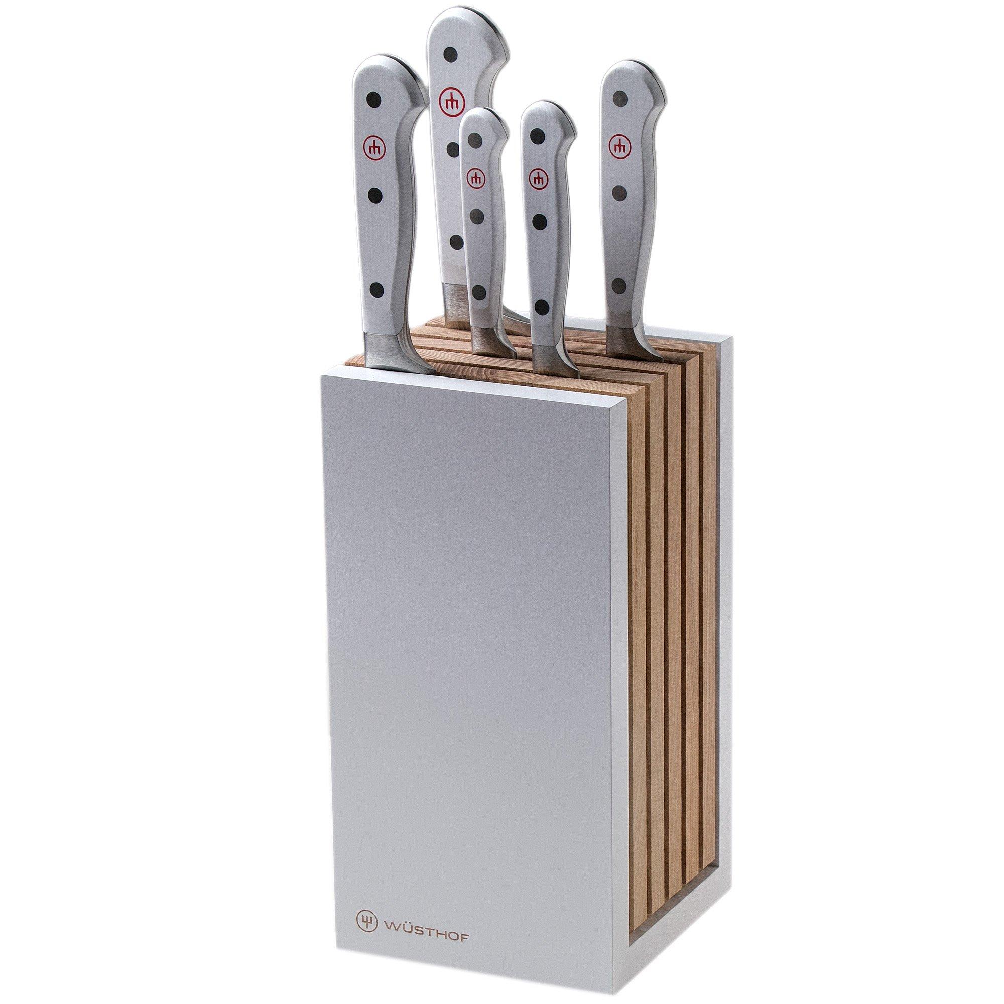 Wüsthof Classic White 5-teiliges Messerset mit Brotmesser inkl. Messerblock, 1090270502
