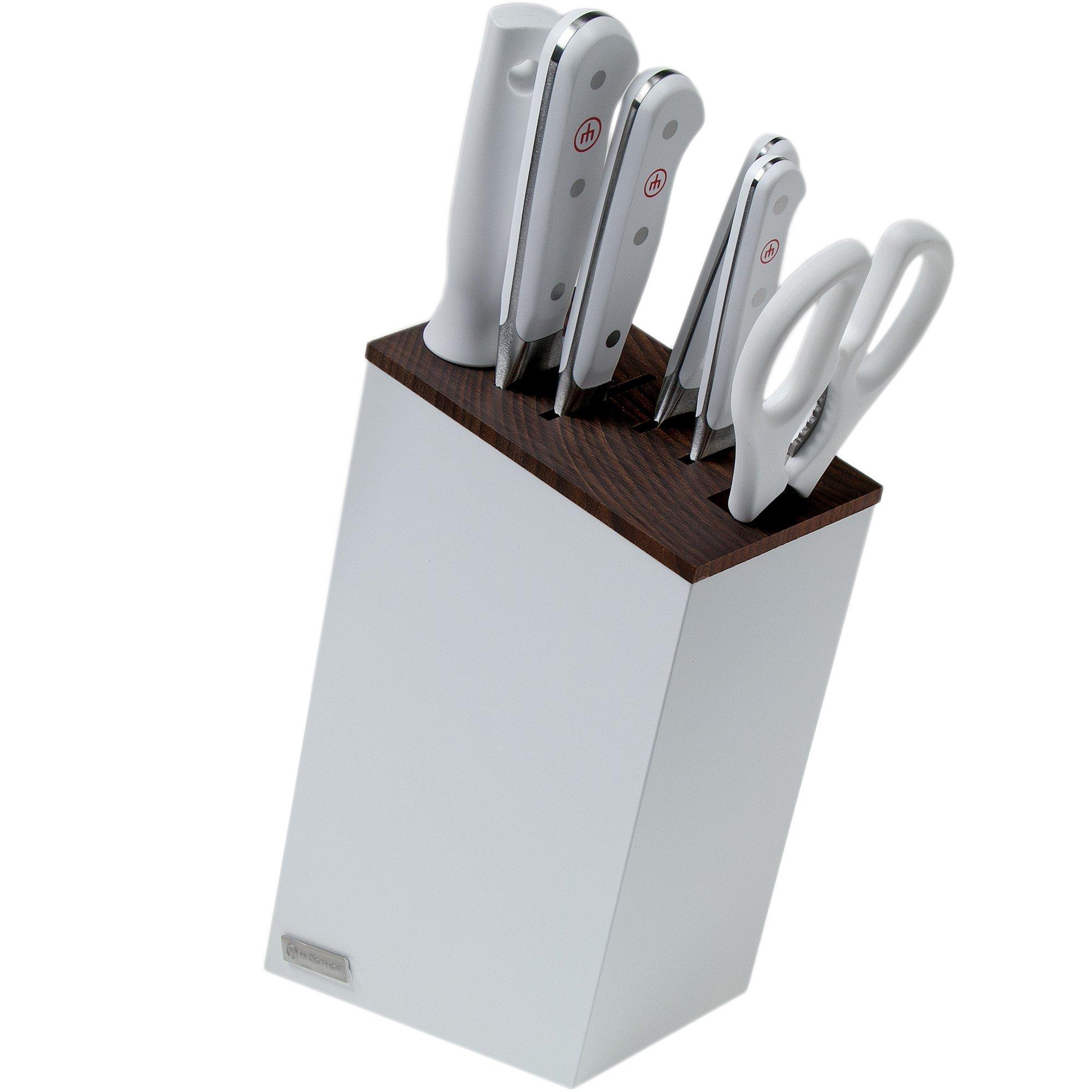 Wüsthof Classic White 6-teiliges Messerset mit Santoku inkl. Messerblock, 1090270601