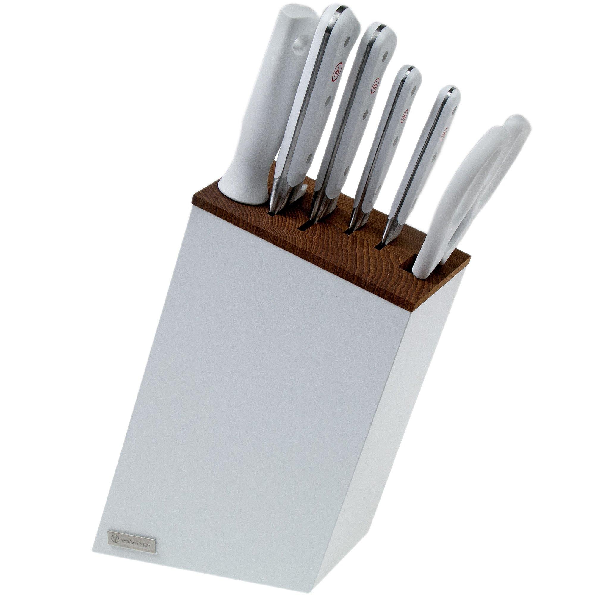 Wüsthof Classic White 6-teiliges Messerset mit Brotmesser inkl. Messerblock, 1090270602