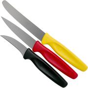Wüsthof Create Collection juego de cuchillos para pelar 3-piezas, negro, rojo y amarillo