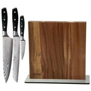 Afbeelding voor Eden Classic Damast 3-delige messenset met messenblok acacia