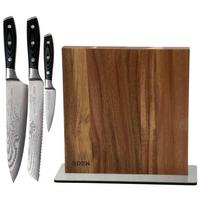 Afbeelding voor Eden Classic Damast 3-delige messenset met messenblok acacia