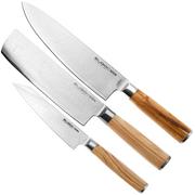 Afbeelding voor Eden Sugoi Olive 3-delige messenset koksmes, nakiri en universeelmes