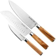 Afbeelding voor Eden Sugoi Olive 3-delige messenset koksmes, santoku en officemes