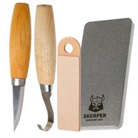 Bild für Morakniv Holzschnitz-Set mit Schnitzmesser, Löffelmesser, Schleifstein, Abziehleder und Öl