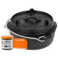 Afbeelding voor Petromax Dutch Oven ft3 platte bodem met Onderhoudsvet & Pannenschraper